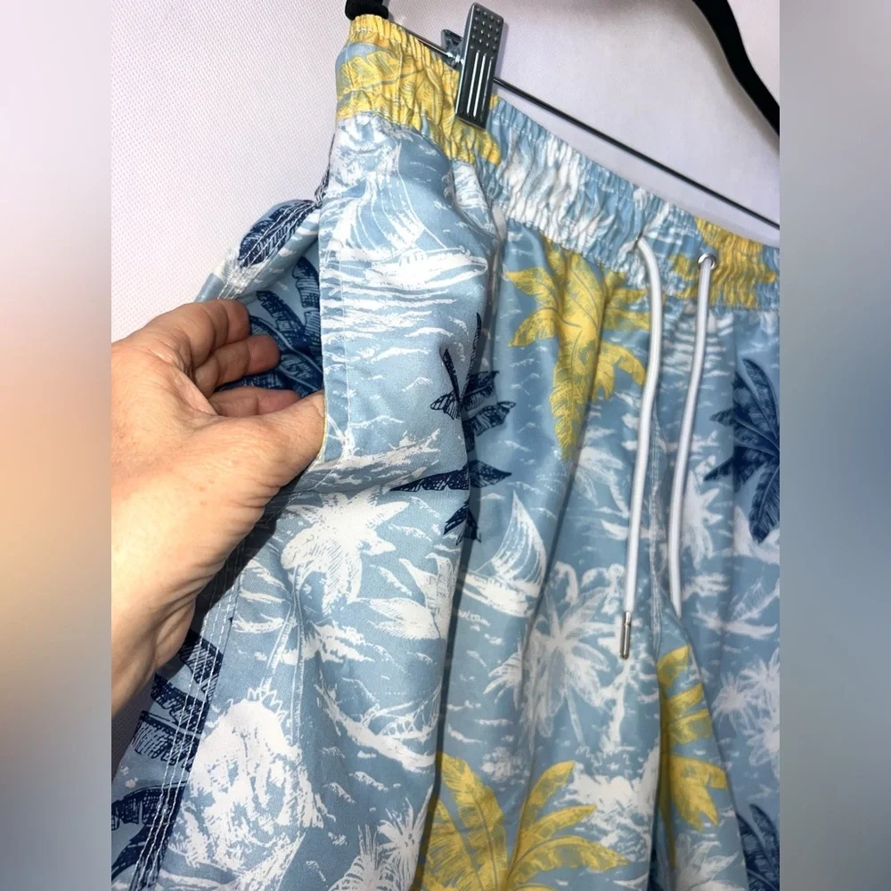 Slate & Stone Blue Tropical Novelty Print Swim‎ Trunks Size XL